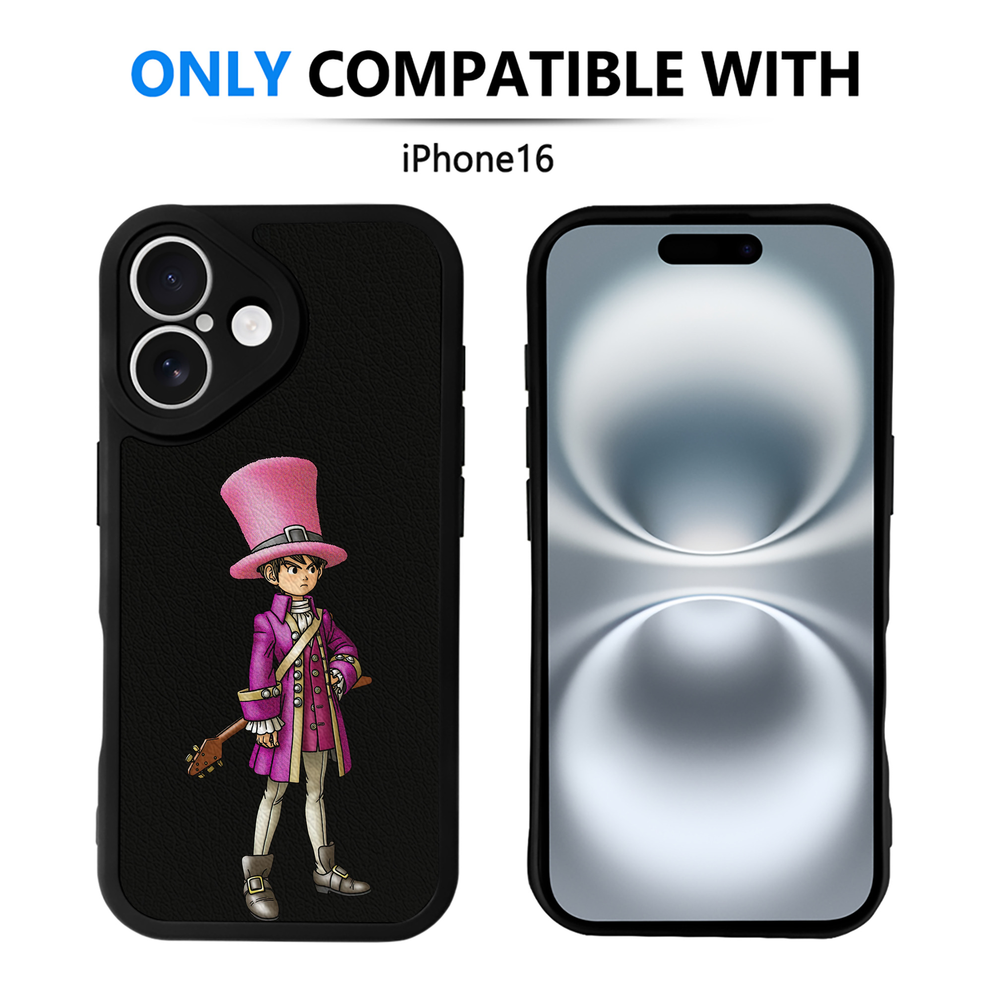 （画像用） ドラゴンクエスト Doragon Kuesuto Dragon Quest 【iPhone 16シリーズ対応】シリコンスマホケース（レザー調） 材質：シリコン